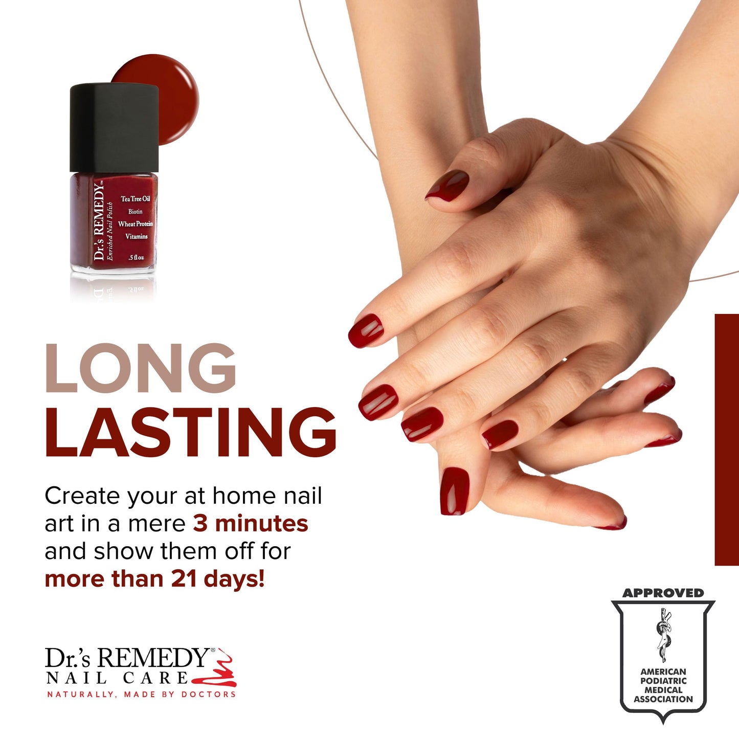 Dr.'s Remedy 3 Pack Nail Polish Kit – Non-Toxic, Organic Strengthener (Remedy Red, Balance Brick Red, Total Two-in-One Glaze)