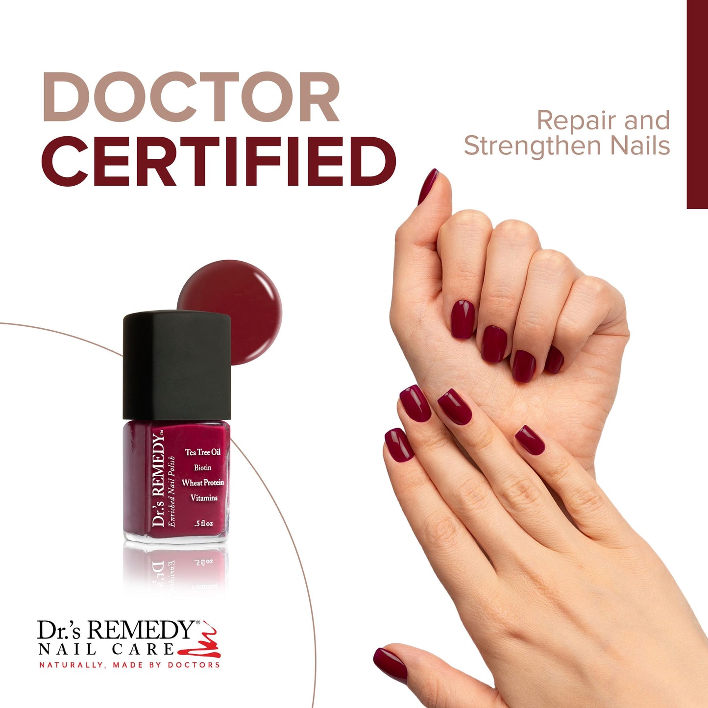 Dr.'s Remedy 3 Pack Nail Polish Kit – Non-Toxic, Organic Strengthener (Remedy Red, Balance Brick Red, Total Two-in-One Glaze)